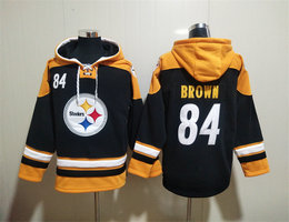 Pittsburgh Steelers #84 Antonio Brown Black All Stitched Hooded Sweatshirt