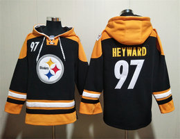 Pittsburgh Steelers #97 Cameron Heyward Black All Stitched Hooded Sweatshirt