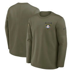 Pittsburgh Steelers Olive 2025 Salute To Service Sideline Coaches Therma-FIT Long Sleeve Shirt