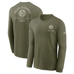 Pittsburgh Steelers Olive 2025 Salute To Service Sideline Long Sleeve T-Shirt