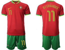 Portugal #11 B.FERNANDES Home 2022 World Cup National Soccer Jersey