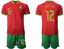 Portugal #12 JOSE SA Home 2022 World Cup National Soccer Jersey