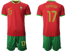 Portugal #17 TRINCAO Home 2022 World Cup National Soccer Jersey