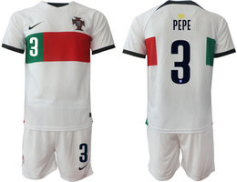 Portugal #3 PEPE Away 2022 World Cup National Soccer Jersey