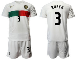 Portugal #3 RUBEN Away 2022 World Cup National Soccer Jersey