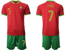 Portugal #7 FIGO Home 2022 World Cup National Soccer Jersey