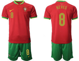 Portugal #8 NEVES Home 2022 World Cup National Soccer Jersey