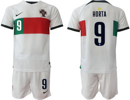 Portugal #9 HORTA Away 2022 World Cup National Soccer Jersey