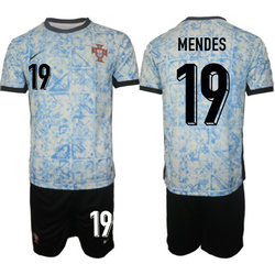 Portugal 2024-25 #19 MENDES Away Soccer Jersey
