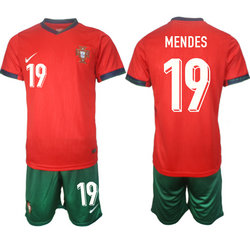 Portugal 2024-25 #19 MENDES Home Soccer Jersey