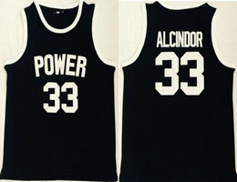 Power High School #33 Lew Alcindor Black Basketball jersey
