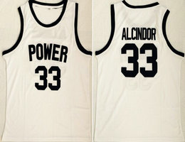 Power High School #33 Lew Alcindor White Basketball jersey