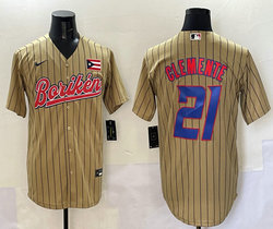 Puerto Rico Team #21 Roberto Clemente Joint MLB Jersey