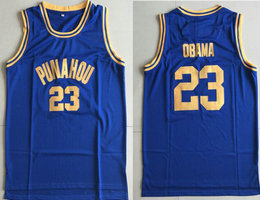 Punahou High School #23 Barack Obama Blue College Basketball Jersey