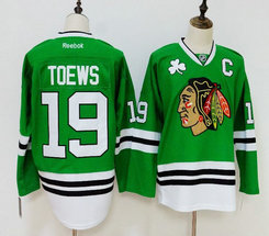 Reebok Chicago Blackhawks #19 Jonathan Toews Green Authentic Stitched NHL Jersey