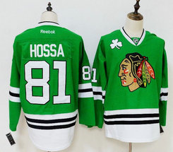 Reebok Chicago Blackhawks #81 Marian Hossa Green Authentic Stitched NHL Jersey