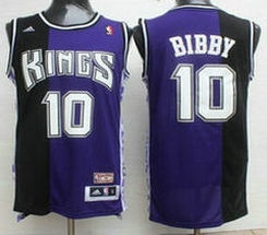 Sacramento Kings #10 Mike Bibby Purple Black Throwback Authentic Stitched NBA jersey