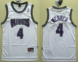 Sacramento Kings #4 Chris Webber White Mesh Throwback Authentic Stitched NBA jersey