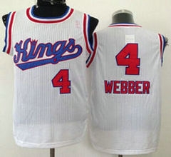 Sacramento Kings #4 Chris Webber White New Throwback Authentic Stitched NBA jersey