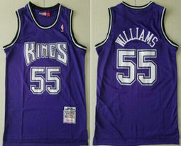 Sacramento Kings #55 Jason Williams Purple Hardwood Classics Authentic Stitched NBA Jersey
