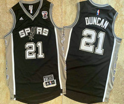 San Antonio Spurs #21  Tim Duncan Black Retired Commemorative Edition Authentic Stitched NBA jersey