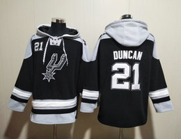 San Antonio Spurs #21 Tim Duncan Black All Stitched Hooded Sweatshirt
