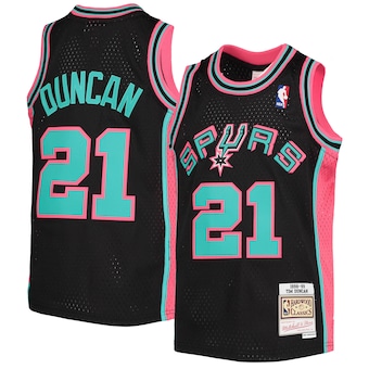 San Antonio Spurs Tim Duncan Mitchell & Ness Black 1998-99 Hardwood Classics Reload Jersey