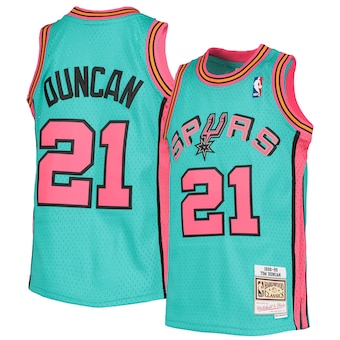 San Antonio Spurs Tim Duncan Mitchell & Ness Teal 1998-99 Hardwood Classics Reload Jersey