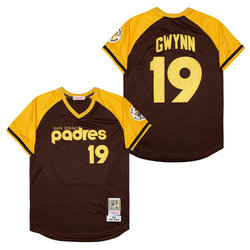 San Diego Padres #19 Tony Gwynn Brown Pullover Throwback 1979 Authentic Stitched MLB Jersey