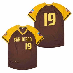 San Diego Padres #19 Tony Gwynn Brown Pullover Throwback no name Authentic Stitched MLB Jersey