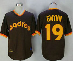 San Diego Padres #19 Tony Gwynn Coffee Pullover 1982 Throwback Authentic Stitched MLB jersey