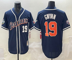 San Diego Padres #19 Tony Gwynn Navy Fashion Throwback Authentic Stitched MLB Jersey