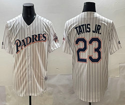 San Diego Padres #23 Fernando Tatis Jr. White stripe Throwback Stitched MLB Jersey