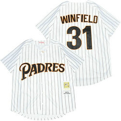 San Diego Padres #31 Dave Winfield White Blue stripe Throwback Stitched MLB Jersey