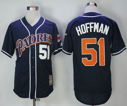 San Diego Padres #51 Trevor Hoffman Navy Throwback Stitched MLB Jersey