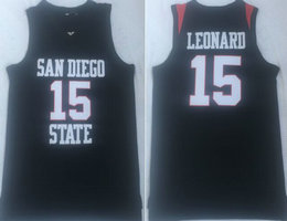 San Diego State #15 Kawhi Leonard Black College Basketball Jersey