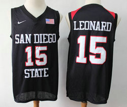 San Diego State #15 Kawhi Leonard Black Nike College Basketball Jersey