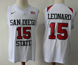 San Diego State #15 Kawhi Leonard White Nike College Basketball Jersey