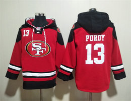 San Francisco 49ers #13 Brock Purdy Red All Stitched Hooded Sweatshirt