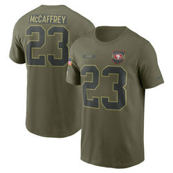 San Francisco 49ers #23 Christian McCaffrey Olive 2025 Salute To Service T-Shirt