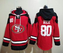 San Francisco 49ers #80 Jerry Rice Red NFL Stitched Pullover Hoodie