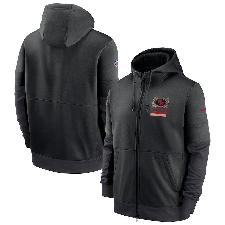 San Francisco 49ers Nike Black Sideline Impact Lockup Performance Full-Zip Hoodie