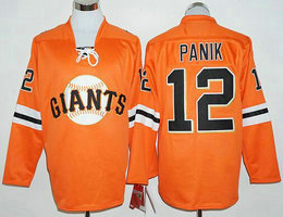 San Francisco Giants #12 Joe Panik Orange Long sleeve Authentic Stitched MLB jersey