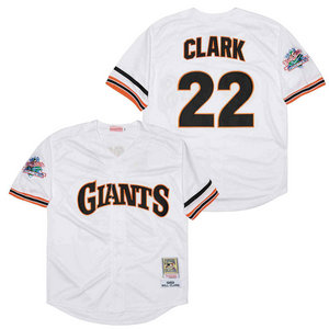 San Francisco Giants #22 Will Clark White 1989 Throwback Authentic Stitched MLB Jersey