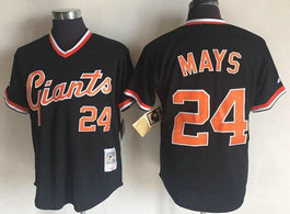 San Francisco Giants #24 Willie Mays Black Pullover Throwback Authentic stitched MLB jersey