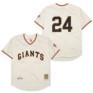 San Francisco Giants #24 Willie Mays Cream 1951 Throwback Authentic Stitched MLB Jersey