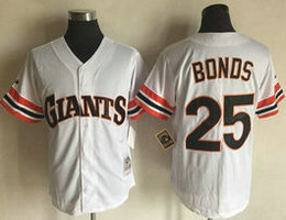 San Francisco Giants #25 Barry Bonds White Throwback Authentic stitched MLB jersey