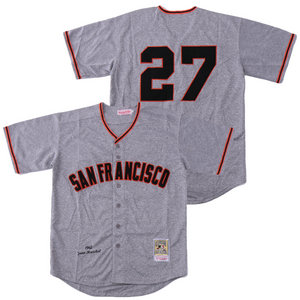 San Francisco Giants #27 Juan Marichal Cray Throwback Authentic stitched MLB jersey