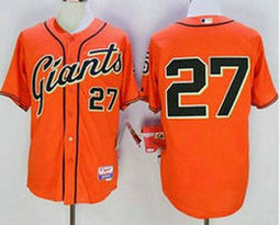 San Francisco Giants #27 Juan Marichal Orange Authentic Stitched MLB Jersey