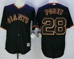 San Francisco Giants #28 Buster Posey Black Fashion Game Authentic Stitched MLB Jersey